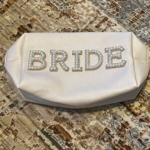 Bride Embellished Satin Makeup Bag - Ivory